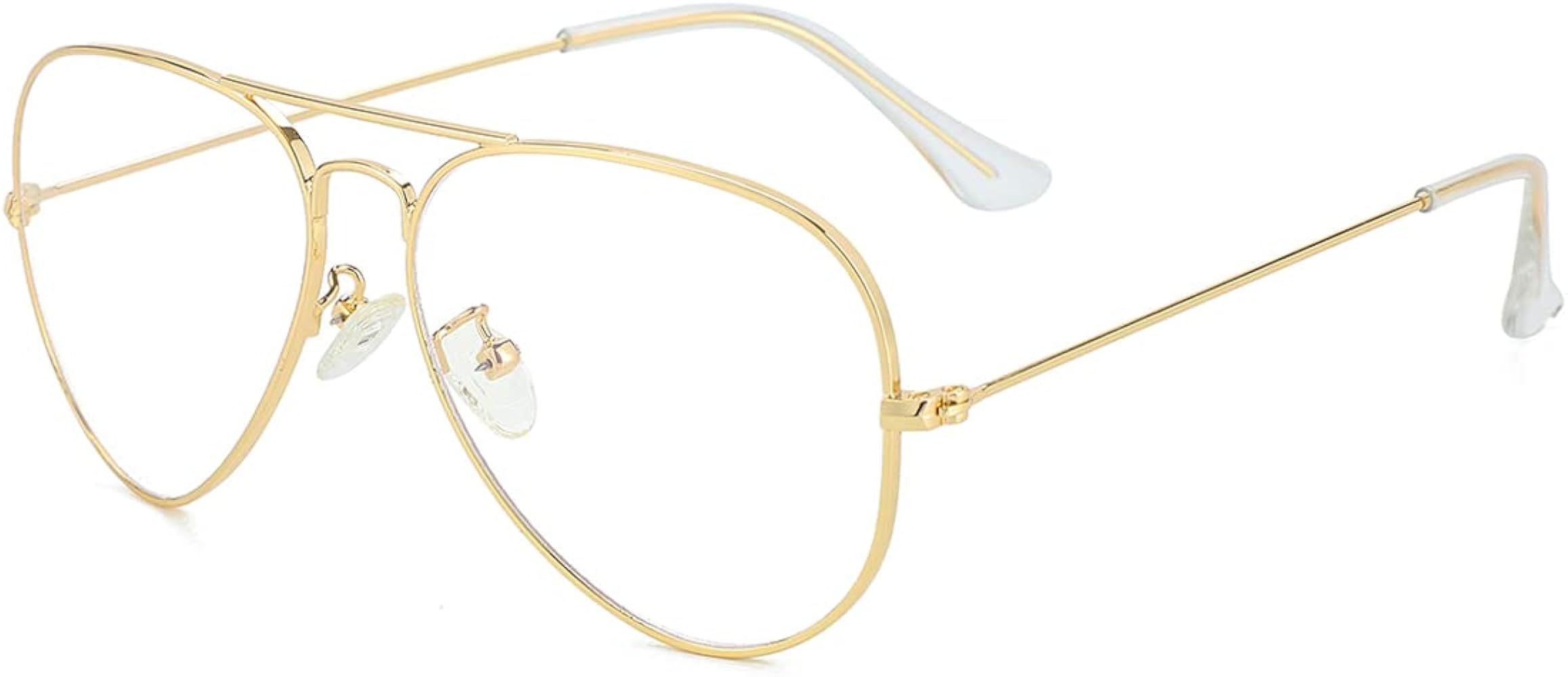 Classic Aviator Blue Light Glasses for Women Men, Metal Frame Clear Lens Eyeglasses | Amazon (US)