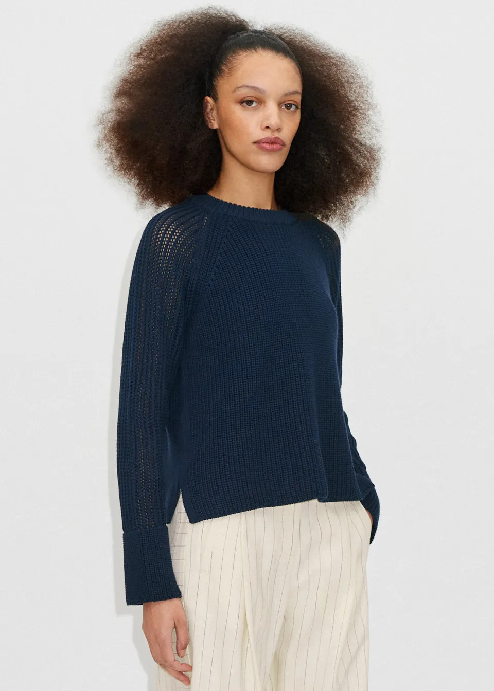 Cotton Mixed Stitch Relaxed Jumper | ME + EM