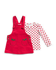 Infant Girls 2pc Top And Corduroy Jumper Dress Set | Marshalls