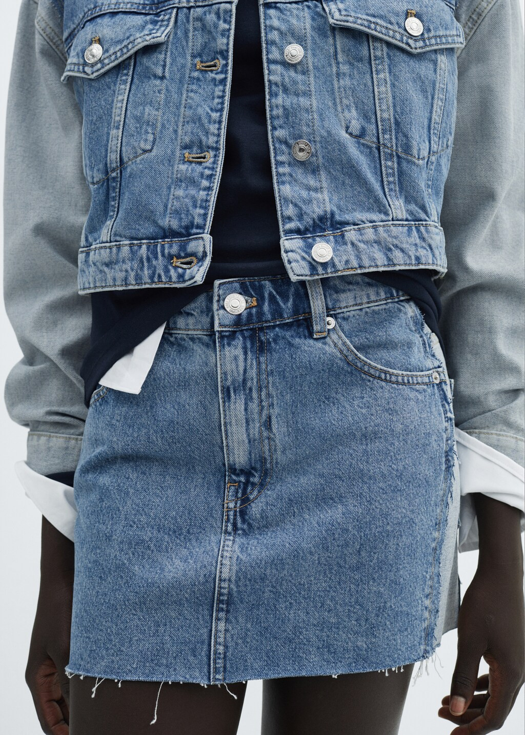 Two-tone denim miniskirt | Mango Canada