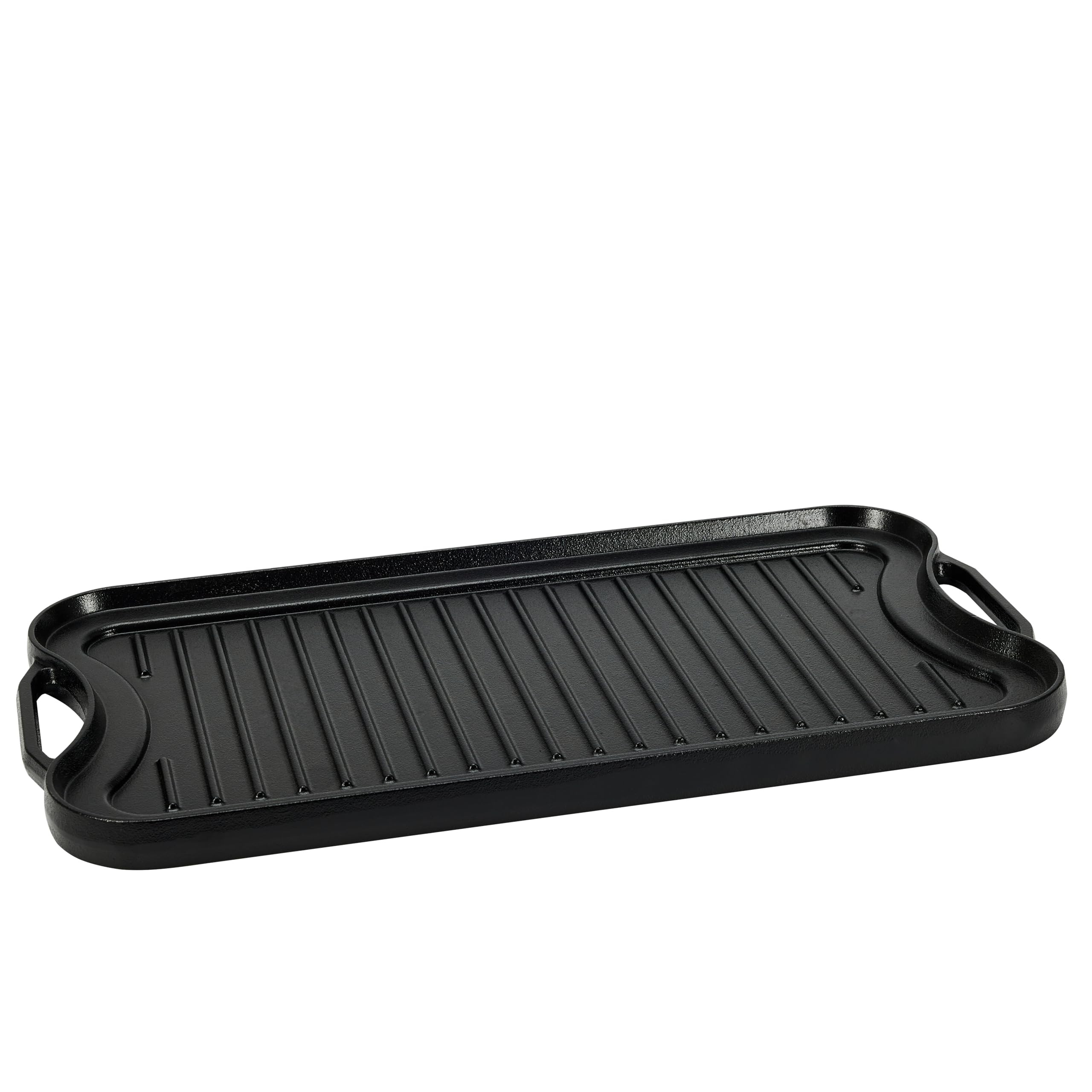 Amazon Basics Pre-Seasoned Cast Iron Reversible Rectangular Grill/Griddle, Black, 20 x 10.39 x 0.... | Amazon (US)