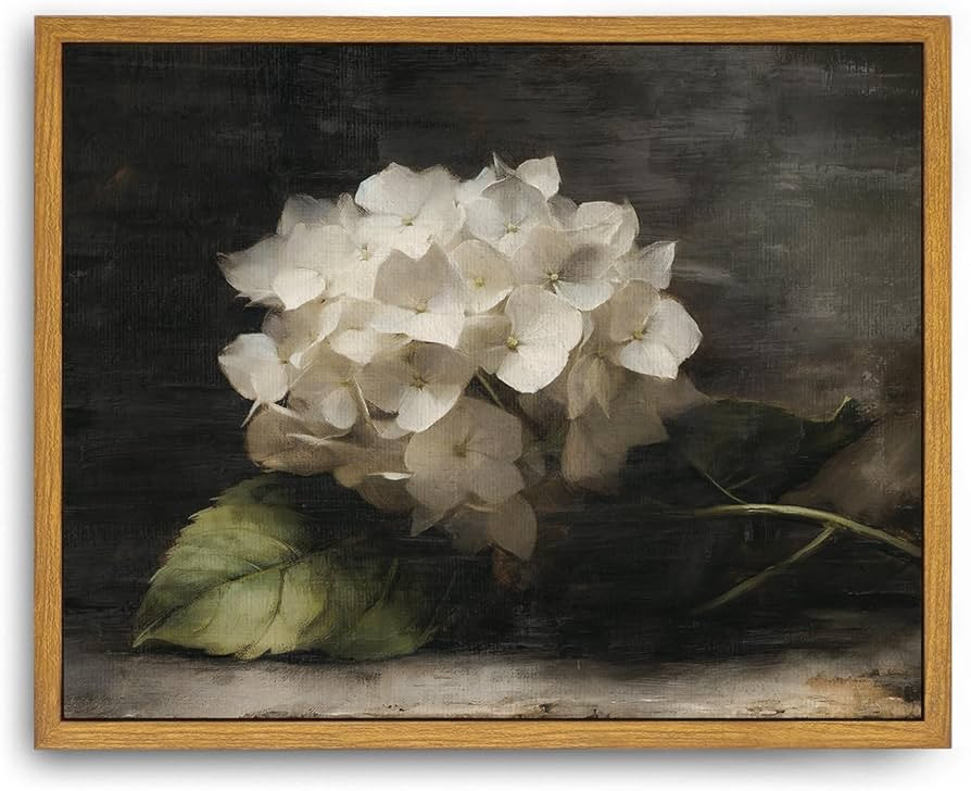 Roslynity Framed Canvas Wall Art Vintage Print Oil Paintings Moody Hydrangea Still Life Botanical... | Amazon (US)