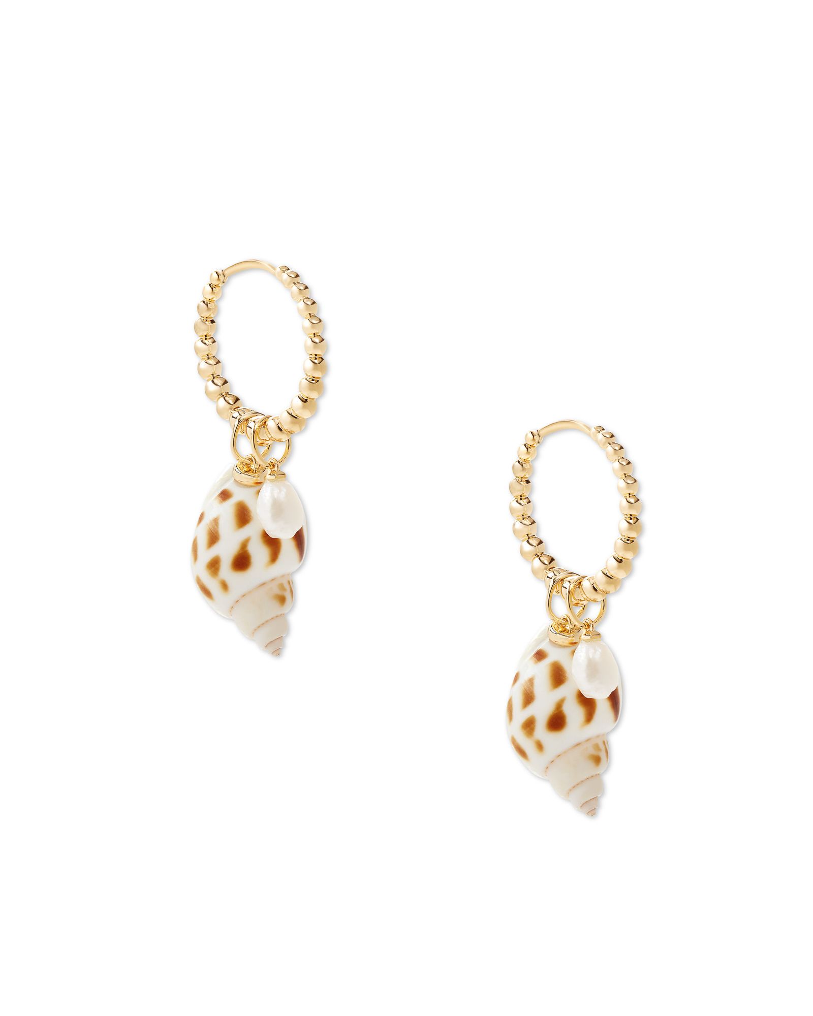Oleana Gold Huggie Earrings in Spotted Shell | Kendra Scott