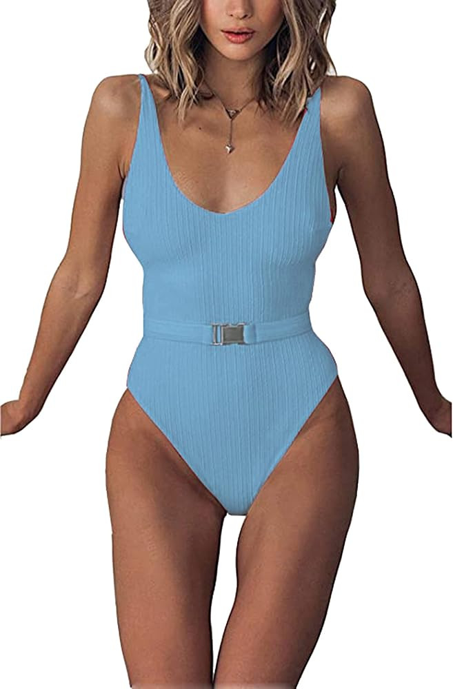 FEIYOUNG Sexy Womens Monokini Scoop Neck One Piece Backless Cheeky Swimwear Semi Thong Bikini wit... | Amazon (US)