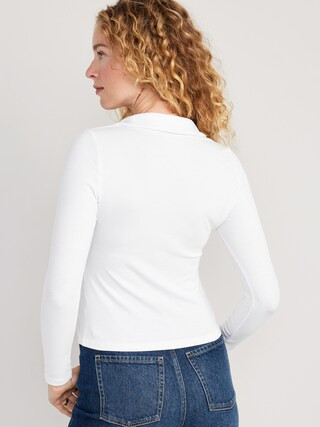 Fitted Long-Sleeve Button-Front Top for Women | Old Navy (US)
