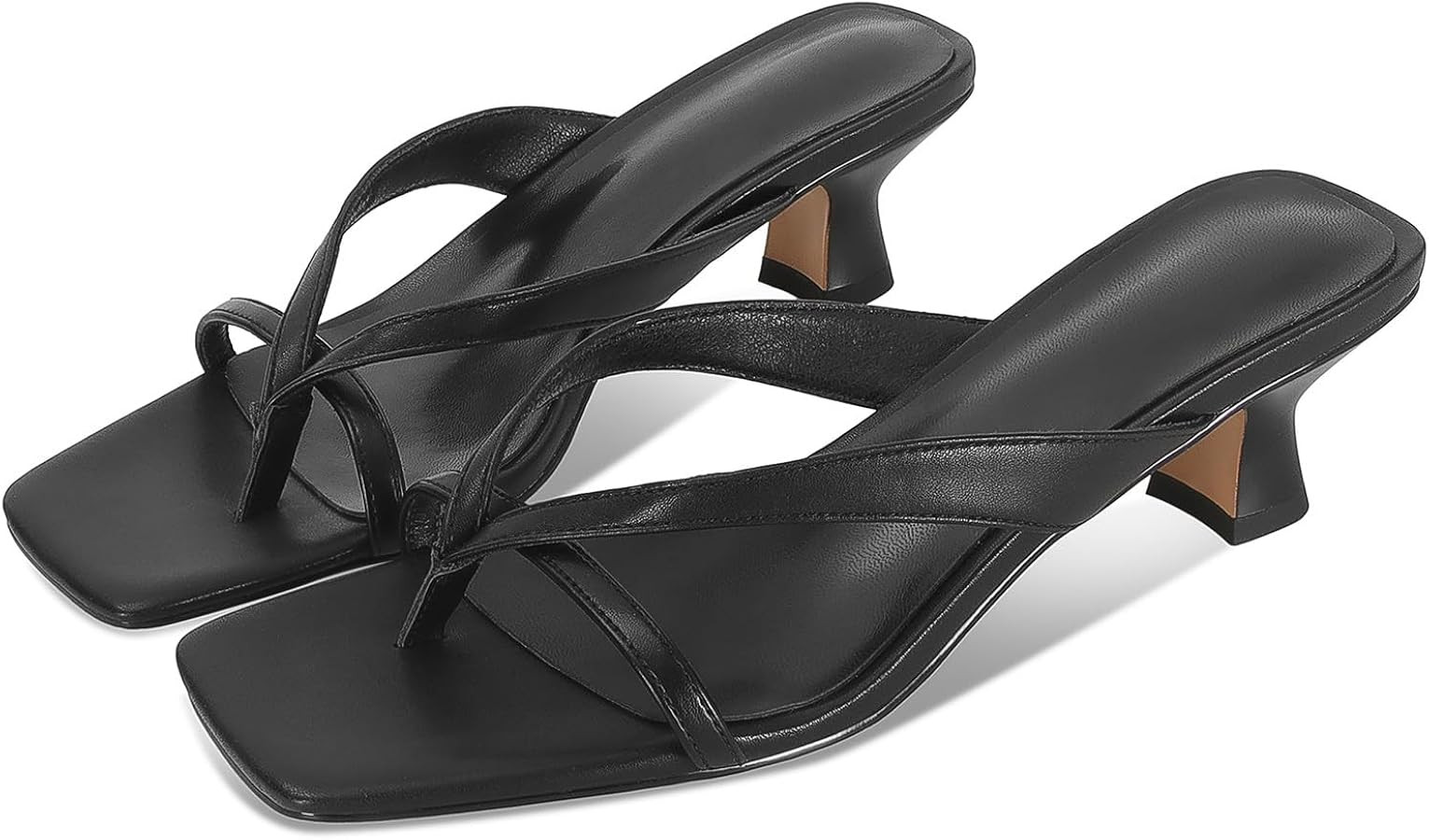 MICIFA Kitten Heel Sandals for Women Low Heels Flip Flop Fashion Strappy Mule Heels Rounded Open ... | Amazon (US)