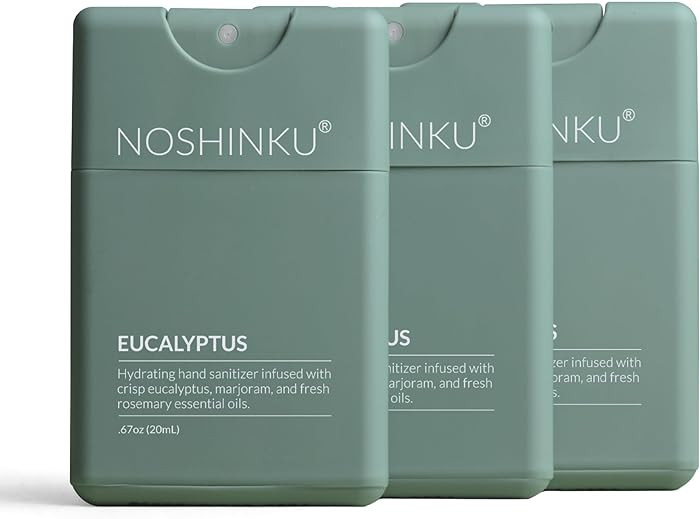 Noshinku - Refillable Hand Sanitizer Eucalyptus 3-Pack, Travel Size Spray with Hydrating Botanica... | Amazon (US)