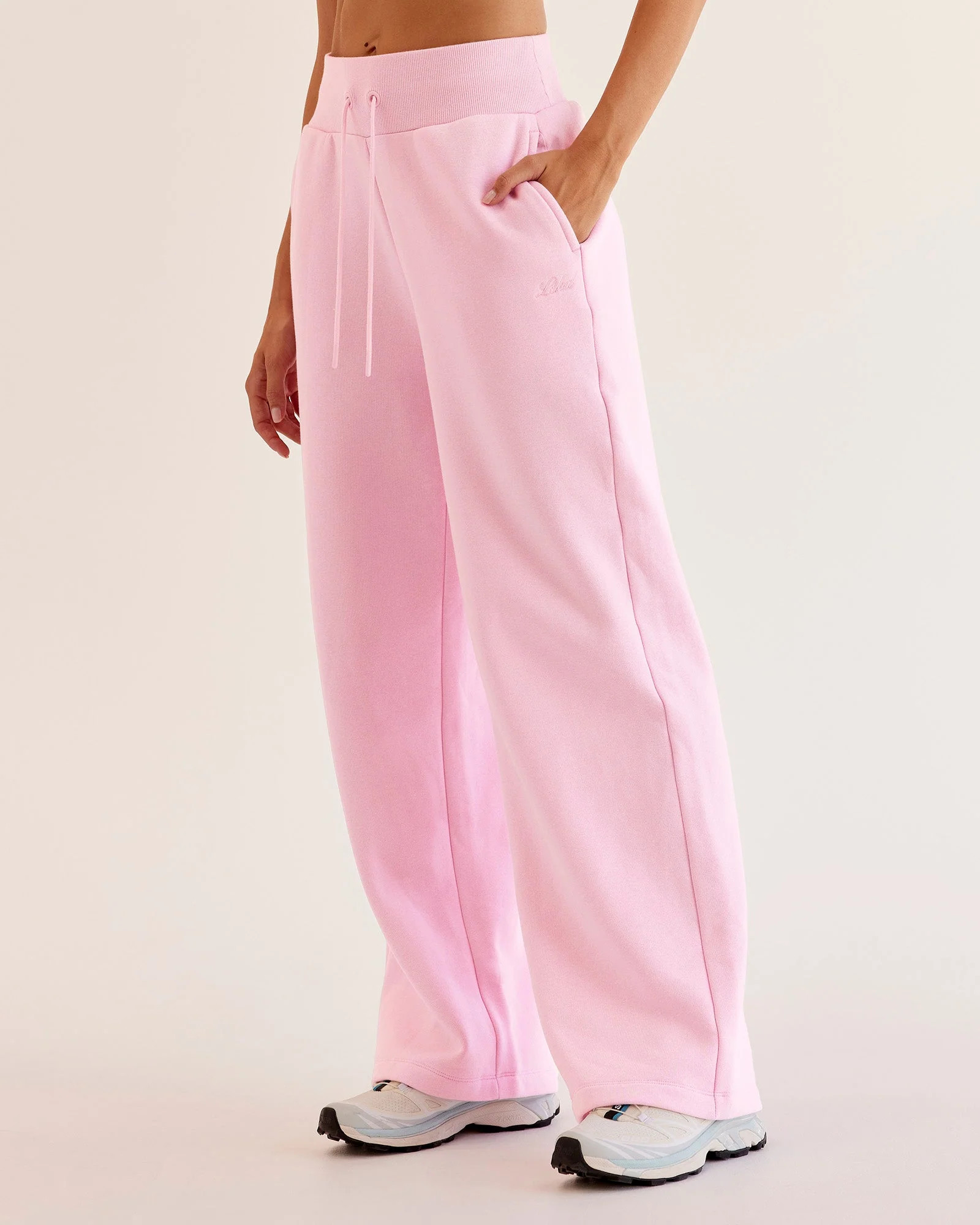 Go-To Script Wide Leg Track Pant - Marshmallow | LSKD | LSKD