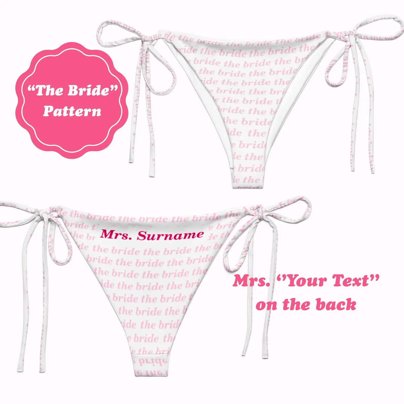 The Bride Monogram Custom Surname String Bikini Bottom, Personalized Bride Bikini Bottom - Etsy | Etsy (US)