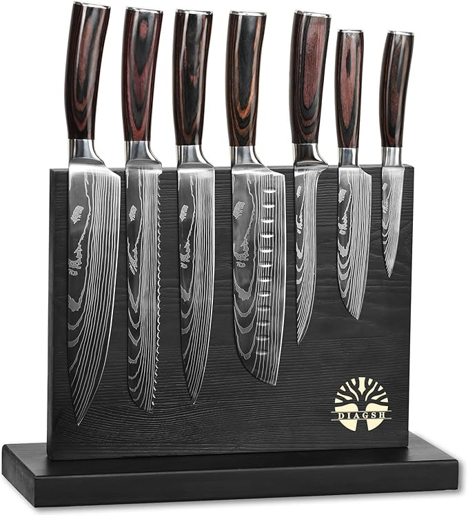 Knife Sets For Kitchen with Block Diagsh 7 Piece Hand-Forged High Carbon Stainless Steel Knives w... | Amazon (US)