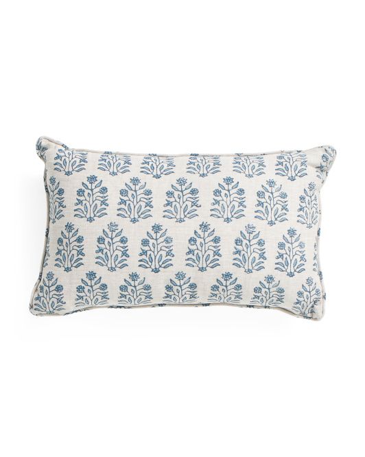 12x20 Linen Floral Block Print Pillow | TJ Maxx