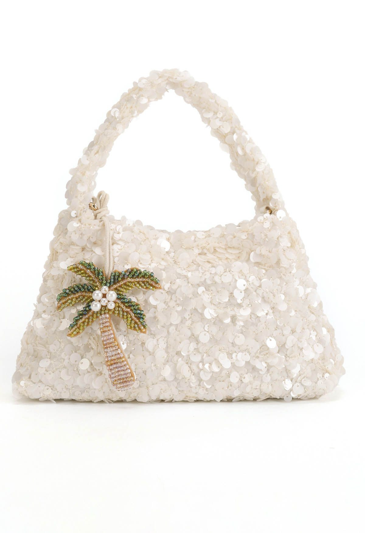 Sequin Overlay Palm Tree Charm Handbag for Beachside Soirees & Resort Getaways | Chicwish