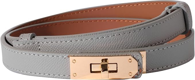 Women Skinny Leather Belt Solid Color Alloy Turn Lock Adjustable Waistband for Dresses Jeans Coat... | Amazon (US)