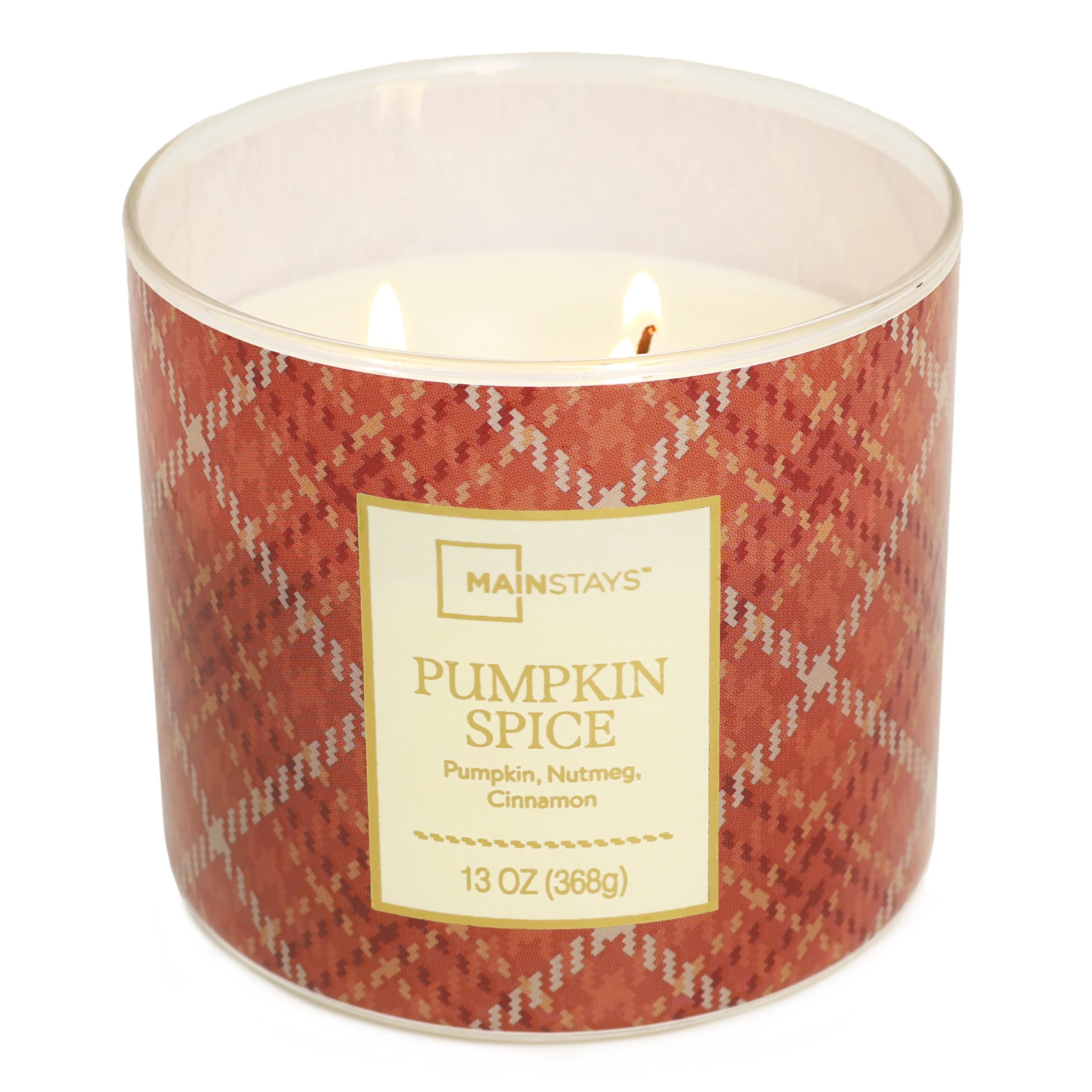 Mainstays 3-Wick Pumpkin Spice Scented Candle, 13-Ounce | Walmart (US)