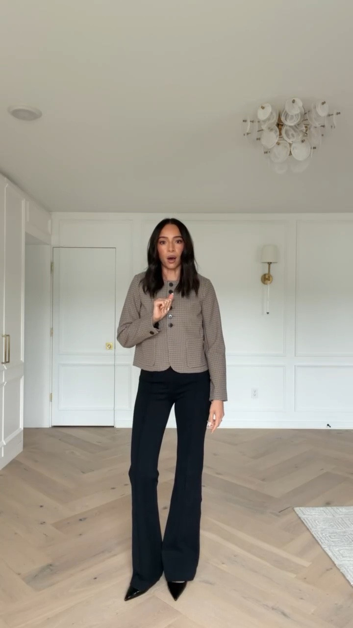 Use code NENAXSPANX to save 15% off your first Spanx order!! I love this style of jacket and the plaid check print 😍 Bonus it has stretch, super comfortable but still looks polished! Wearing size XS cropped lady jacket and size S black pants 

work outfit, workwear, office outfit, business casual workwear, fall outfits, fall fashion, fashion over 30

#LTKSeasonal #LTKWorkwear