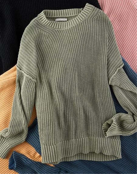 Cozy AE sweater on sale - fun to throw over a suit in the summer for late late beach nights ⏰🏝️ 🌤️

#LTKfindsunder50 #LTKsalealert #LTKstyletip