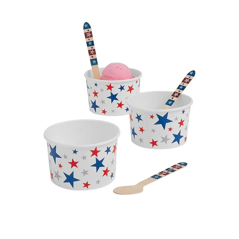 Patriotic Star Ice Cream Cups with Spoons \u2013 12 Ct. | Walmart (US)