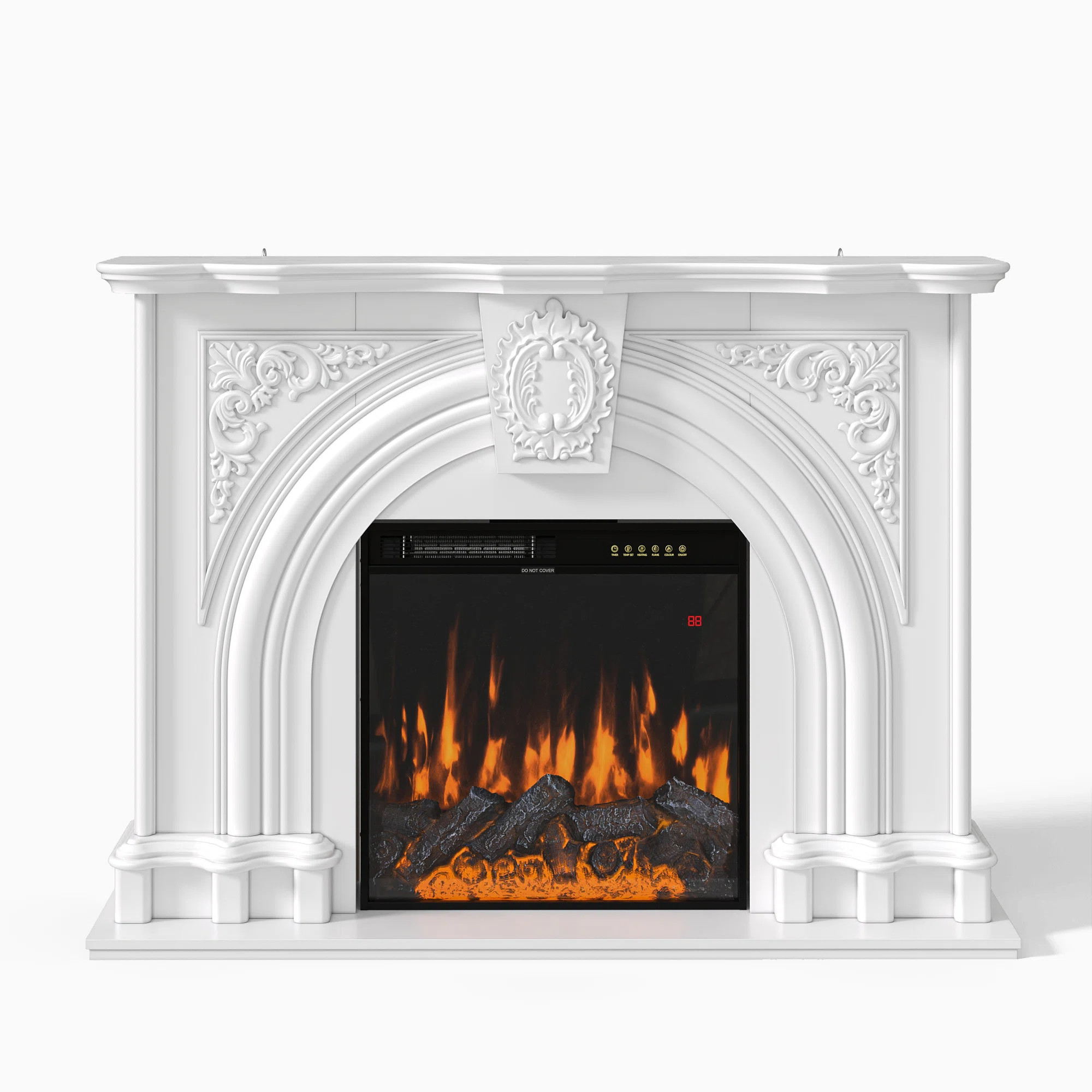 Aldayr 55'' W Decorative Fireplace Surround Mantel With Carved Details | Wayfair North America