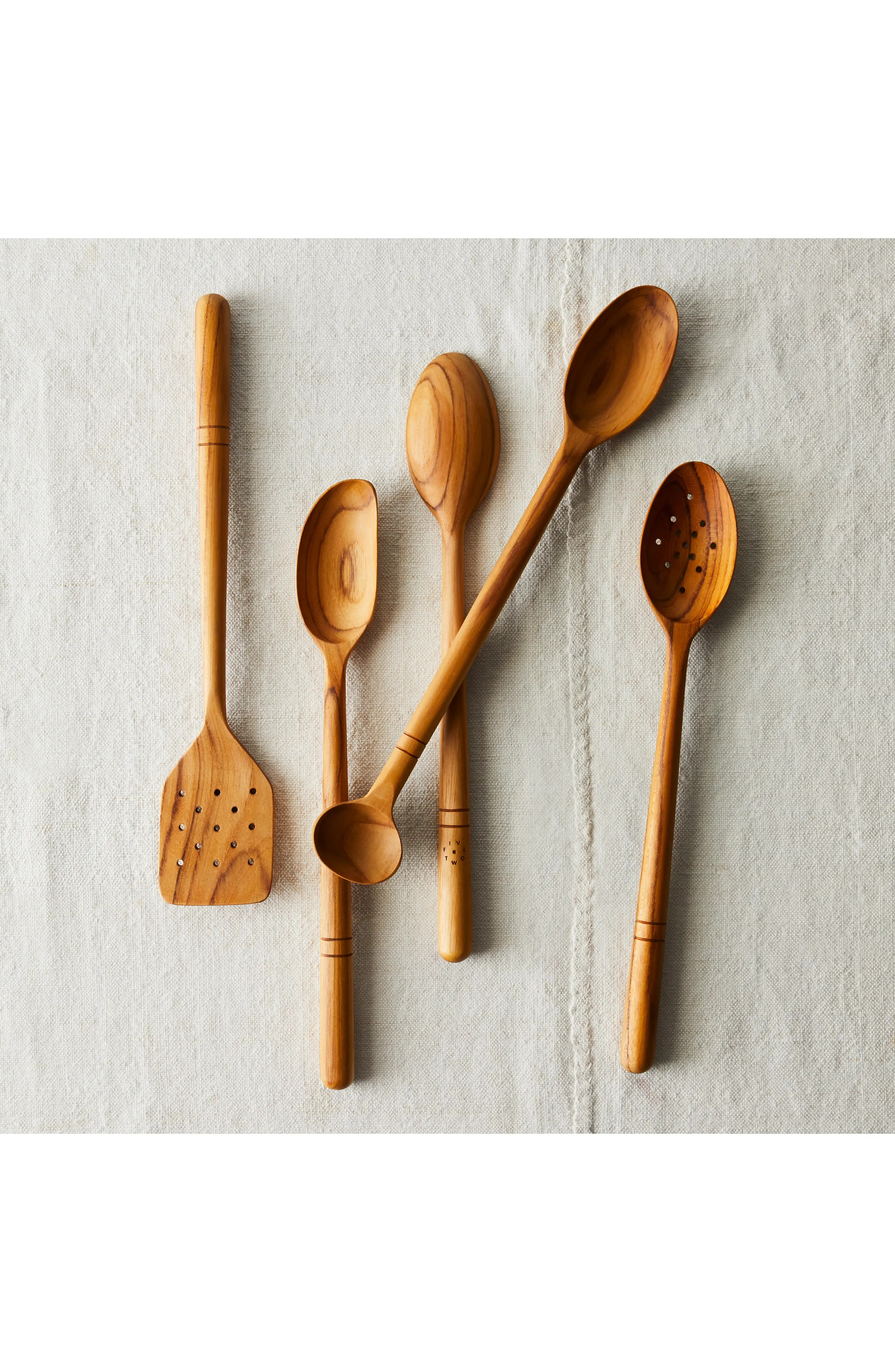 Fivetwo Pack Of 5 Water Resistant Teak Spatulas, Size One Size - Brown | Nordstrom