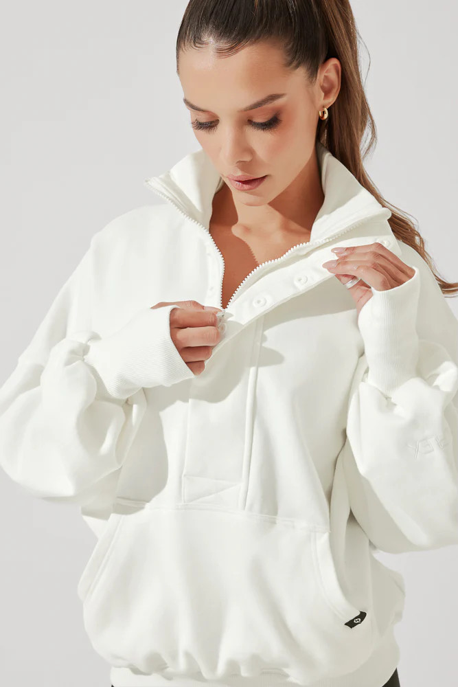 Ooey Gooey Half Zip Sweater - Almond Milk | POPFLEX