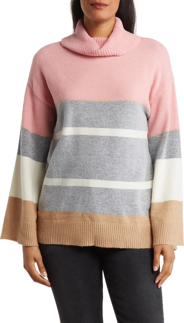 H HALSTON Stripe Cowl Neck Sweater | Nordstromrack | Nordstrom Rack