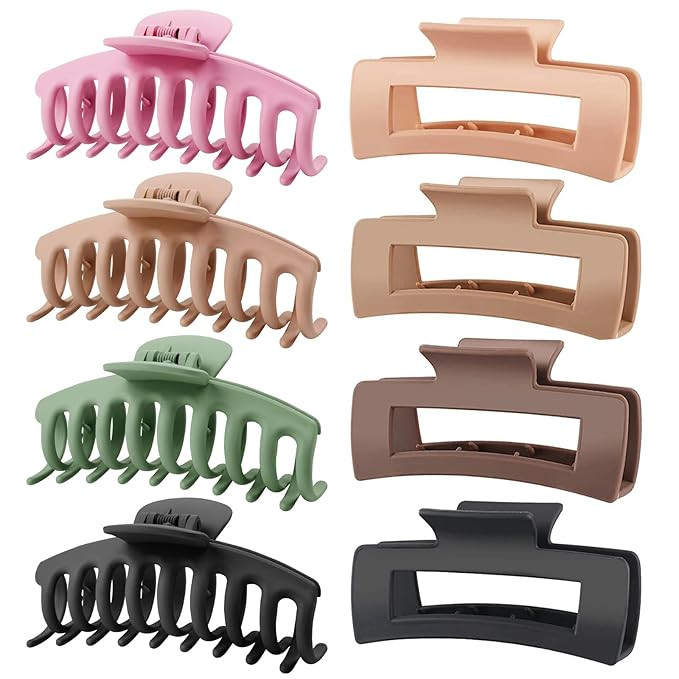 TOCESS 8 Pack Big Hair Claw Clips for Women Large Claw Clip for Thin Thick Curly Hair 90's Strong... | Amazon (US)