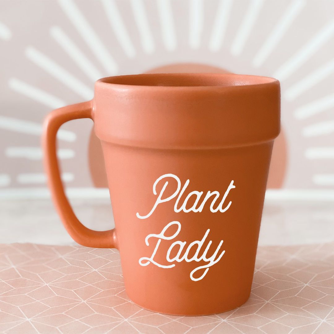 Plant Lady Mug Plant Mom Terra Cotta Planter Mug Plant Lover Gift Idea Gardening for Mothers Day ... | Etsy (US)