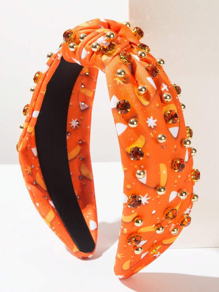 1pc Fashion Wide-Brimmed Halloween Candy Decor Headband, Women Halloween Headpiece With Pearl, Autumn Outfit Accessory ,Halloween Costumes Holiday Essential | SHEIN