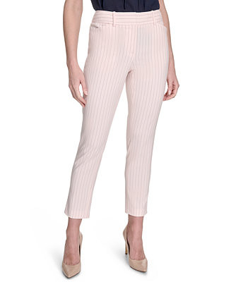 Tommy Hilfiger Women's Pinstripe Mid Rise Slim-Leg Pants - Macy's | Macy's