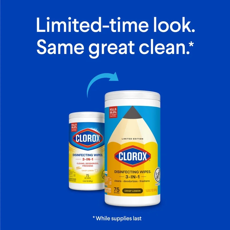 (3 pack) Clorox Disinfecting Wipes Limited Edition Back to School, Bleach Free, Crisp Lemon, 75 C... | Walmart (US)