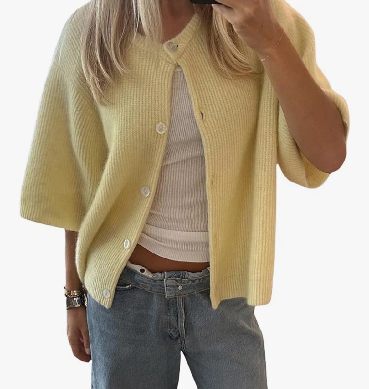 Been looking for a fun button up cardigan that would be perfect to transition to fall. LOVE this butter yellow color and how soft it is! 

#LTKFindsUnder50 #LTKU #LTKStyleTip