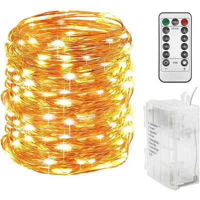 Twinkle Star AA Battery Powered Fairy Lights, Outdoor Christmas String Lights with Remote, 8 Modes & Timer - Warm White, 99FT 300 LED, Single-Pack | Target