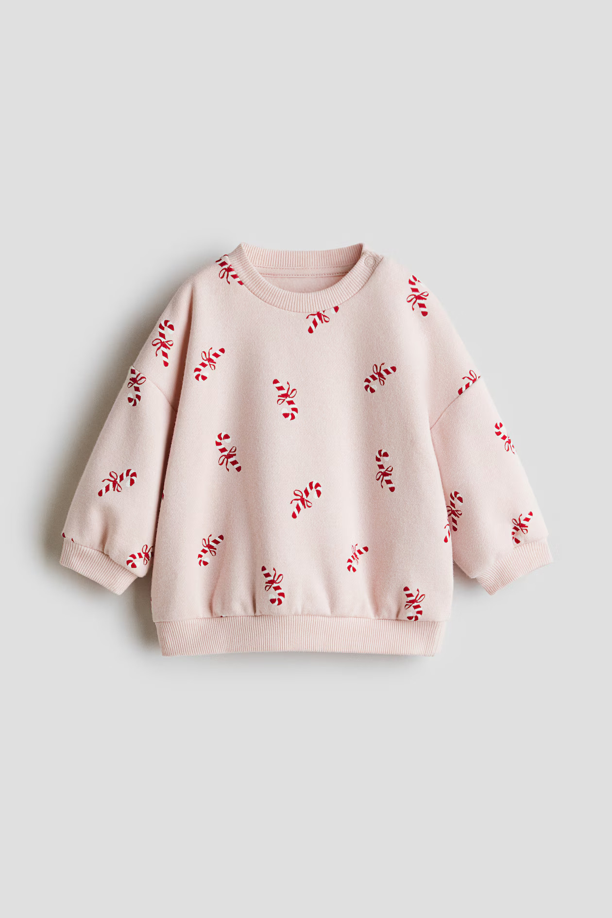 Printed Brushed-Inside Sweatshirt - Light pink/candy canes - Kids | H&M US | H&M (US + CA)