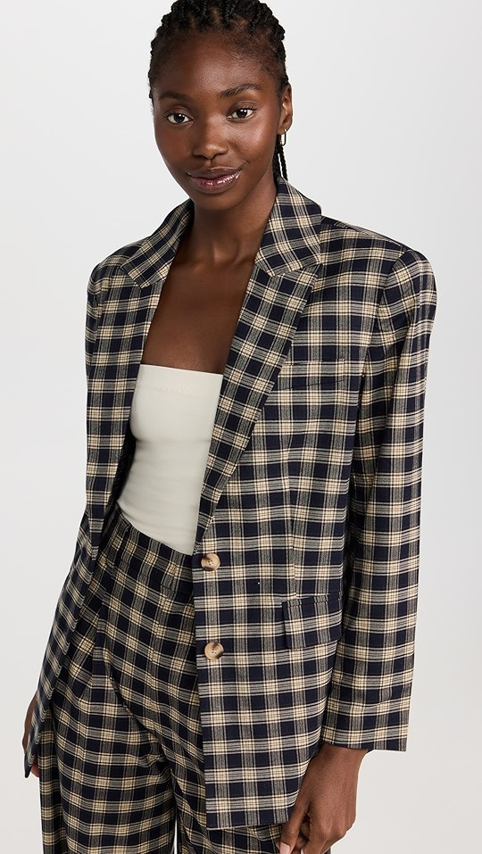 Something Navy Plaid Oversized Blazer | SHOPBOP | Shopbop