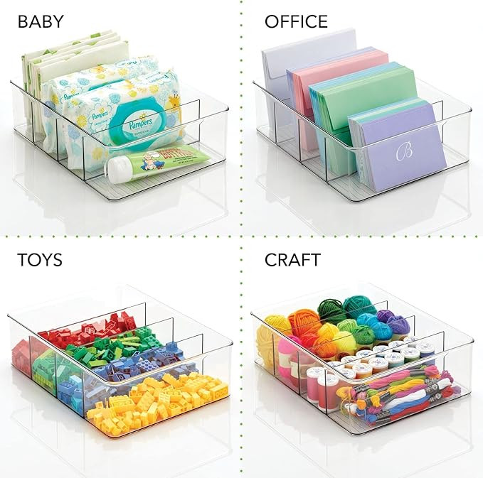 mDesign Plastic Stackable Tea Bag Storage Organizer Bin with 4 Divided Compartments - Holder for ... | Amazon (US)