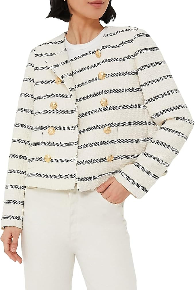 Kedera Womens Cropped Tweed Blazer Jackets Long Sleeve Open Front Blazer for Work Casual Business... | Amazon (US)