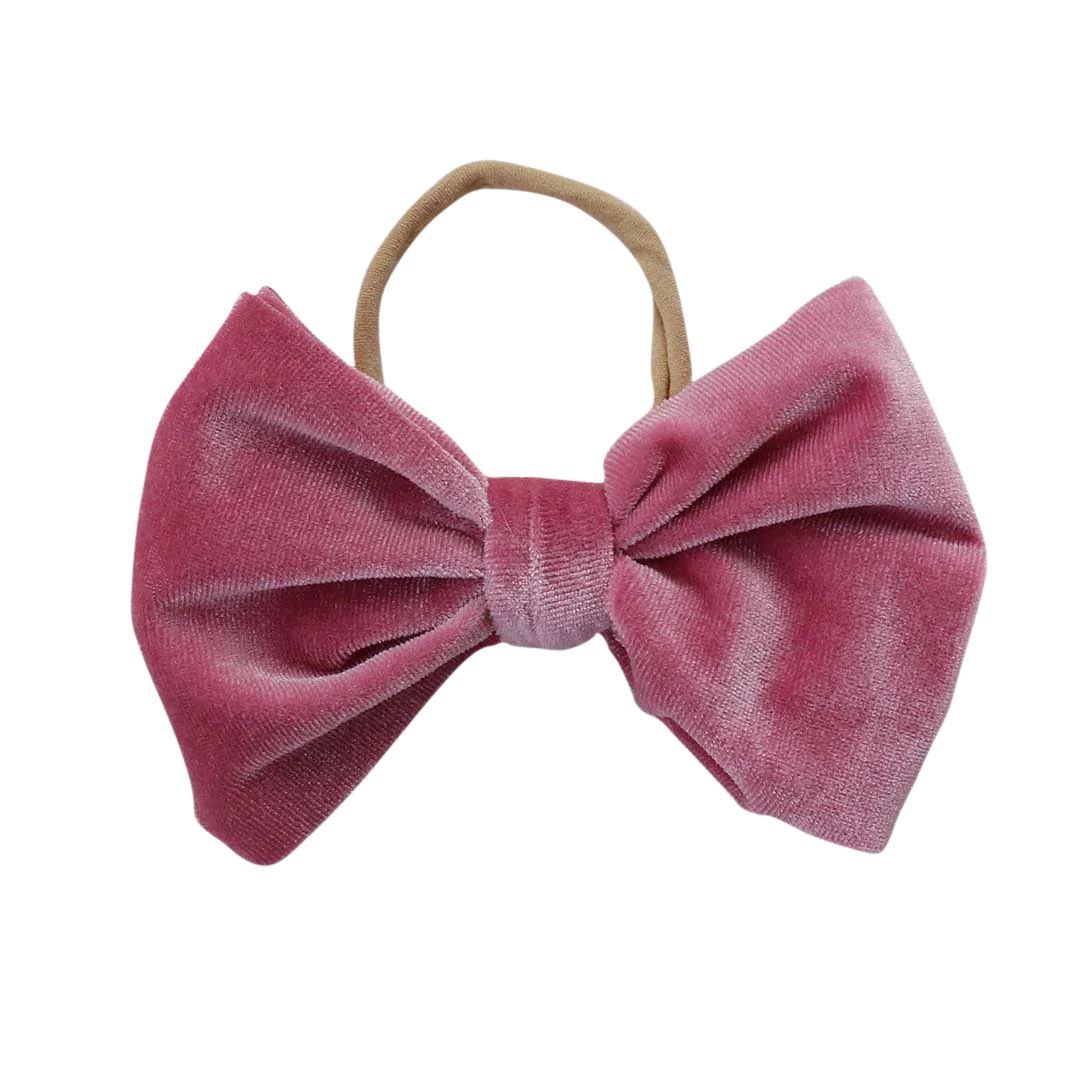 Velvet Bow Headband - Rosy Pink | Caden Lane