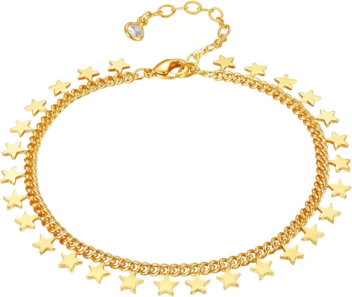 Dremmy Studios Gold Bracelet for Women 18K Gold Plated Dainty Paperclip Cubic Zirconia Disc Coin ... | Amazon (US)