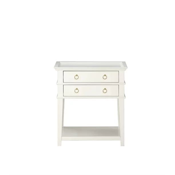 Comfort Pointe Clara 2-Drawer Tray Top Wood Nightstand in White - Walmart.com | Walmart (US)