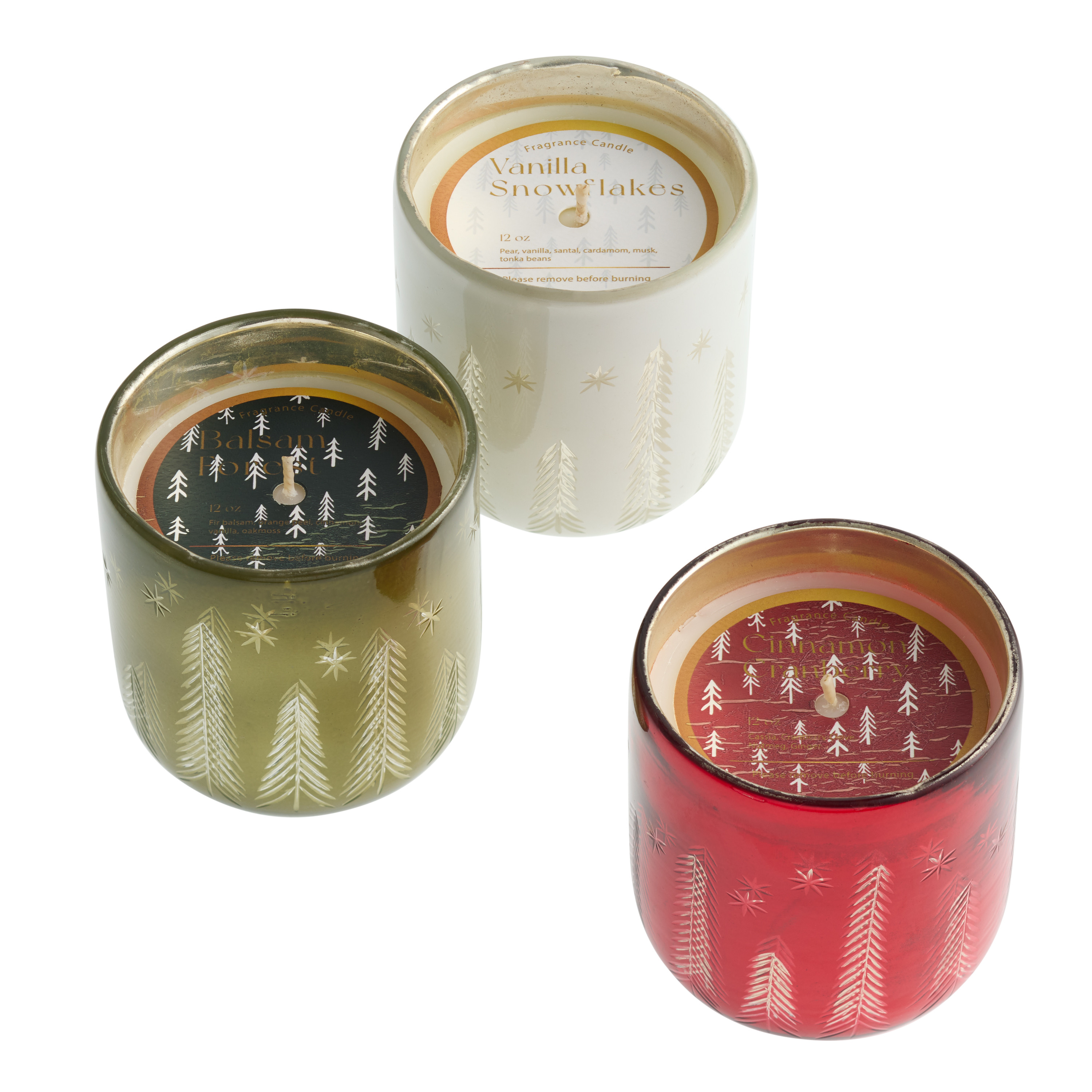 Fir Tree Etched Mercury Glass Scented Candle | World Market