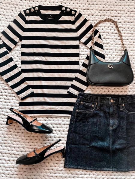 Stripe tee 
Stripe top
Skirt
Gucci bag
J.Crew
Fall Shoes 
Fall outfits 
Fall outfit 
#ltkseasonal 
#ltku
#ltkstyletip 


#LTKfindsunder100 #LTKshoecrush #LTKitbag #LTKGiftGuide #LTKHoliday