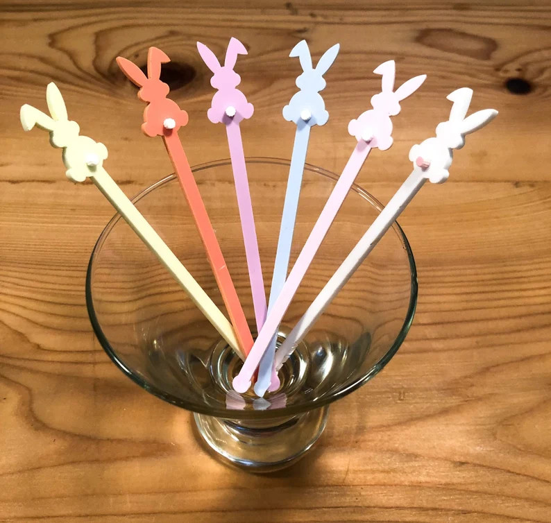 6 Pastel Acrylic Easter Bunny Drink Stirrer  Easter Swizzle - Etsy | Etsy (US)