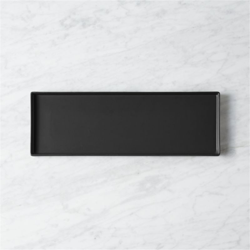 Bento Rectangular Matte Black Serving Platter + Reviews | CB2 | CB2