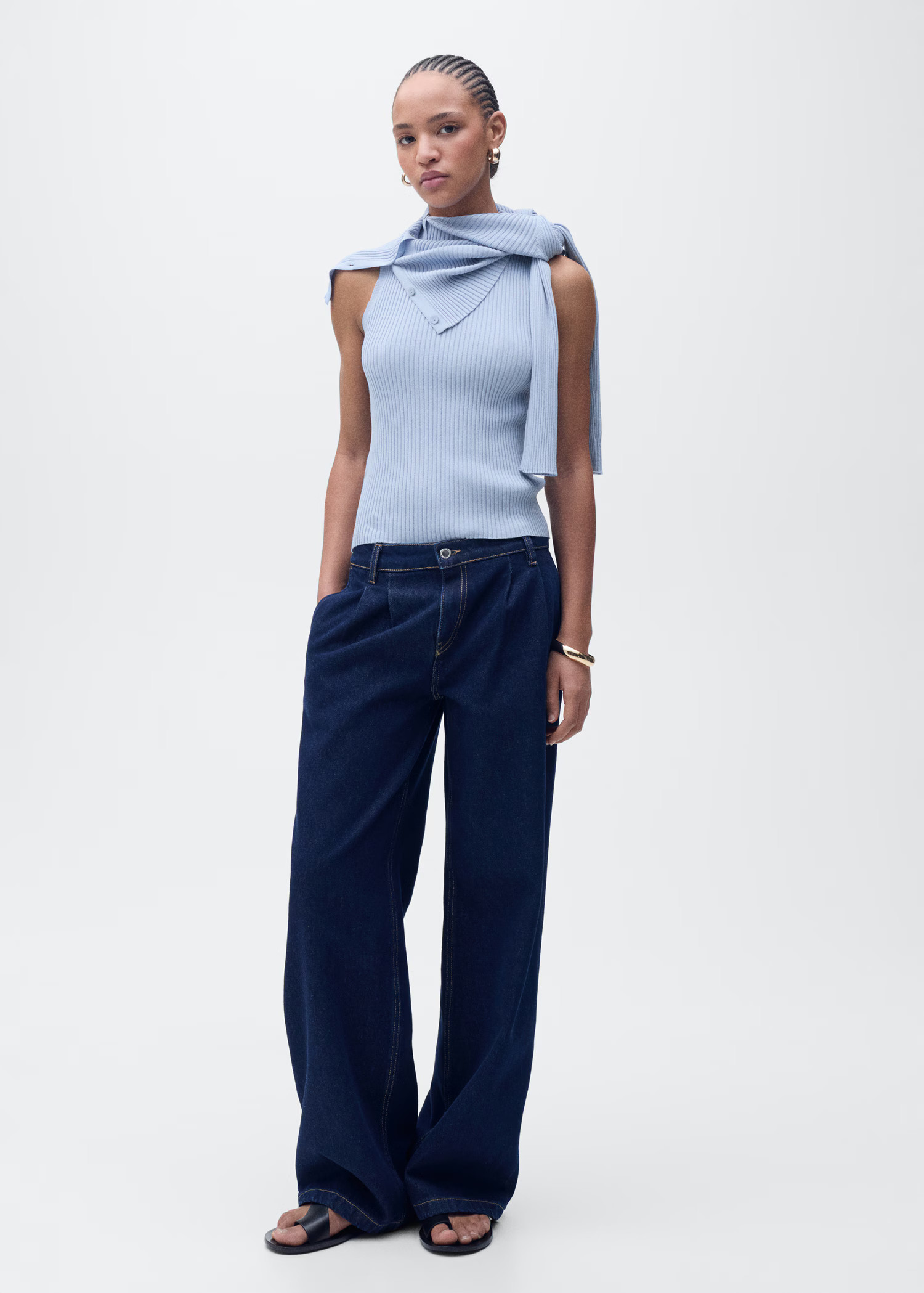 Geribde gebreide top - Dames | MANGO Nederland | Mango EU