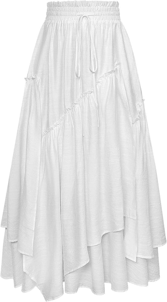 Scarlet Darkness Women Renaissance Layered Long Skirt Elastic High Waist Tiered Skirt with Pocket... | Amazon (US)