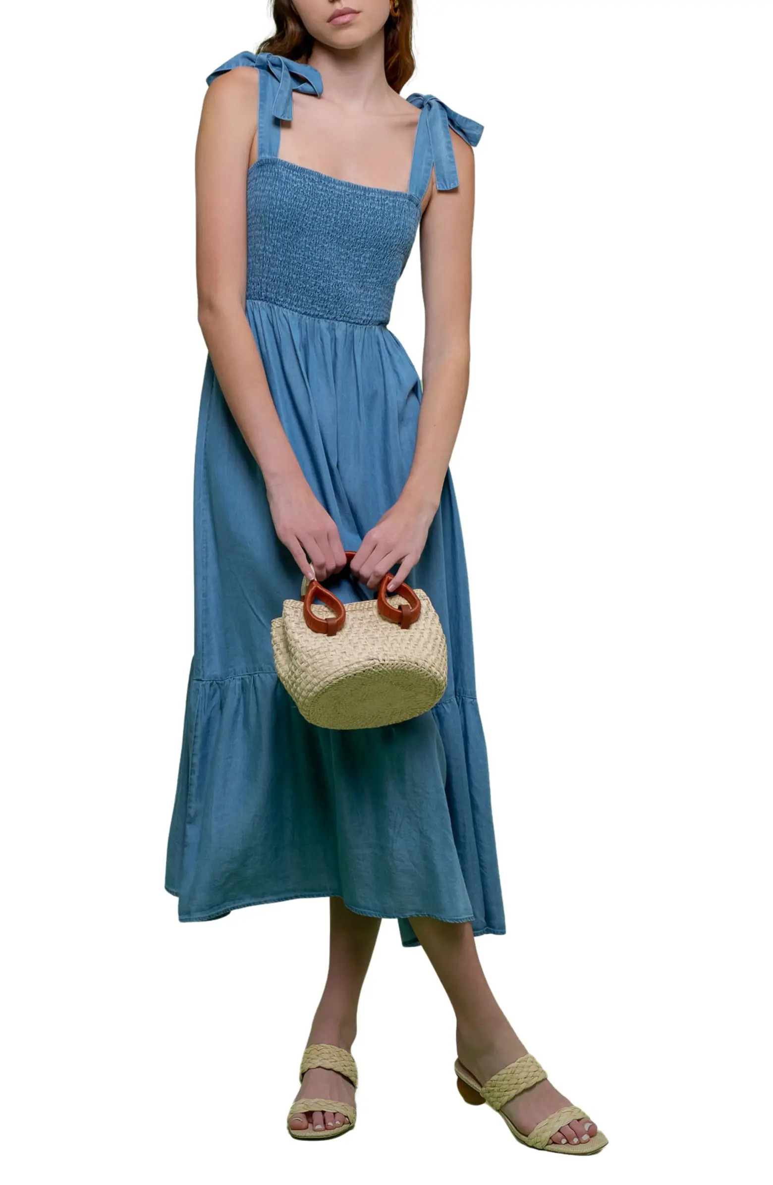 Blu Pepper Tie Strap Smocked Chambray Sundress | Nordstromrack | Nordstrom Rack