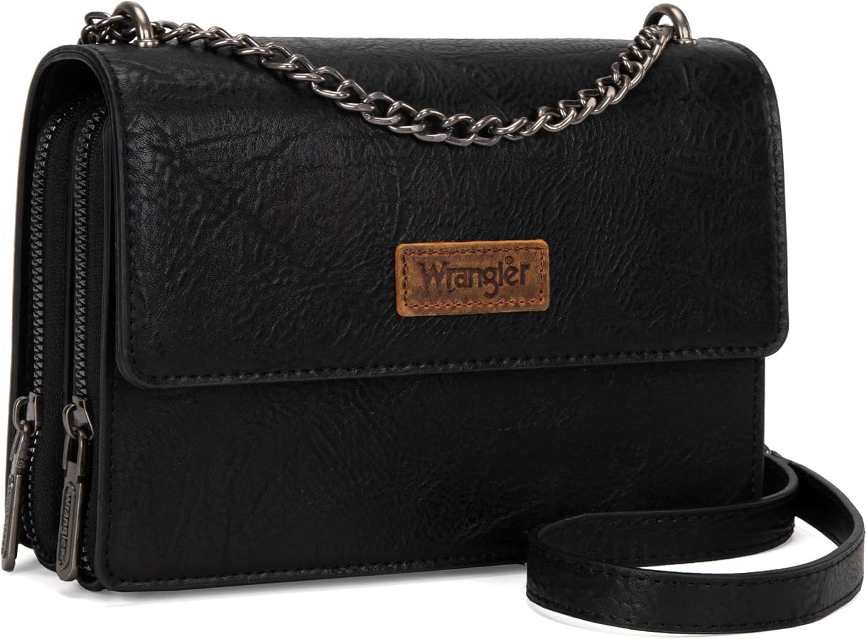 Wrangler Flap Crossbody Purse for Women Shoulder Bag Vintage Wallets with Chain Strap | Amazon (US)