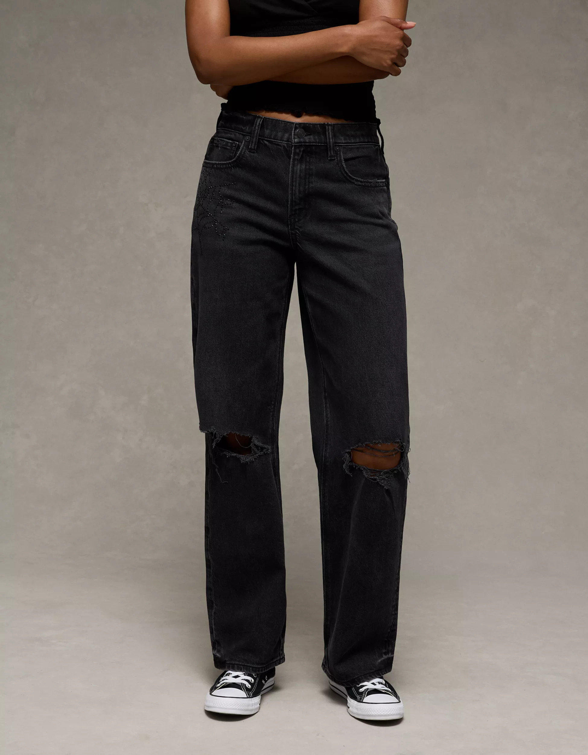 AE Stretch High-Waisted Spiderweb Stovepipe Jean | American Eagle Outfitters (US & CA)