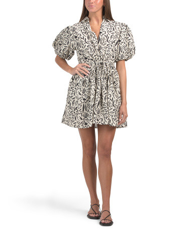 Puff Sleeve Scribble Print Mini Dress | TJ Maxx