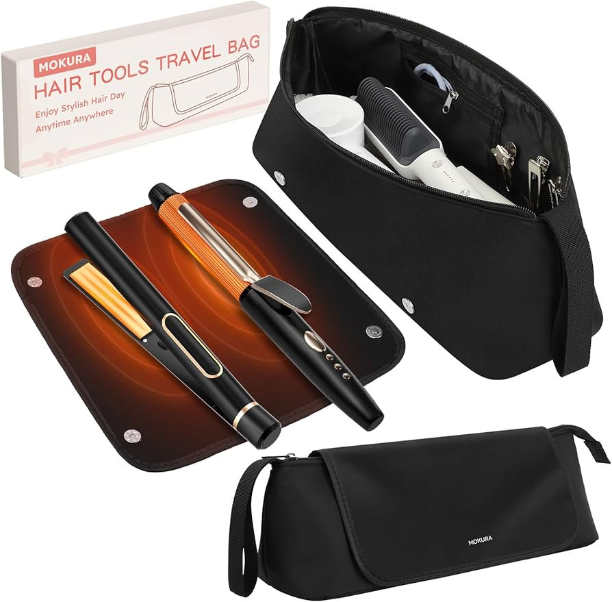MOKURA Hot Hair Tools Travel Bag with Heat Resistant Mat Removable, Hair Accessories Organizer Ca... | Amazon (US)